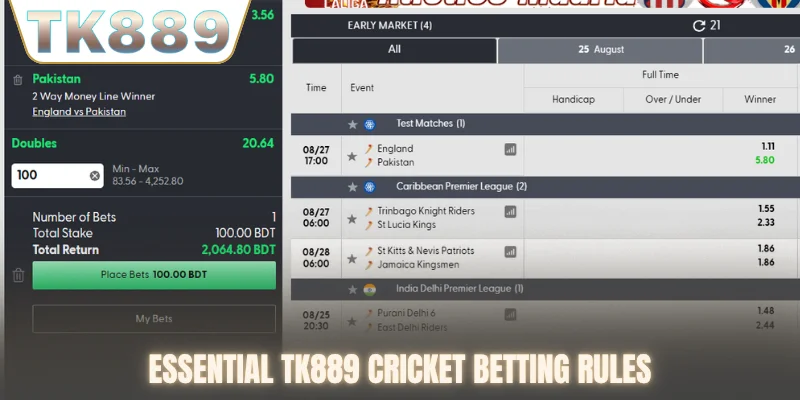 Essential TK889 cricket betting rules