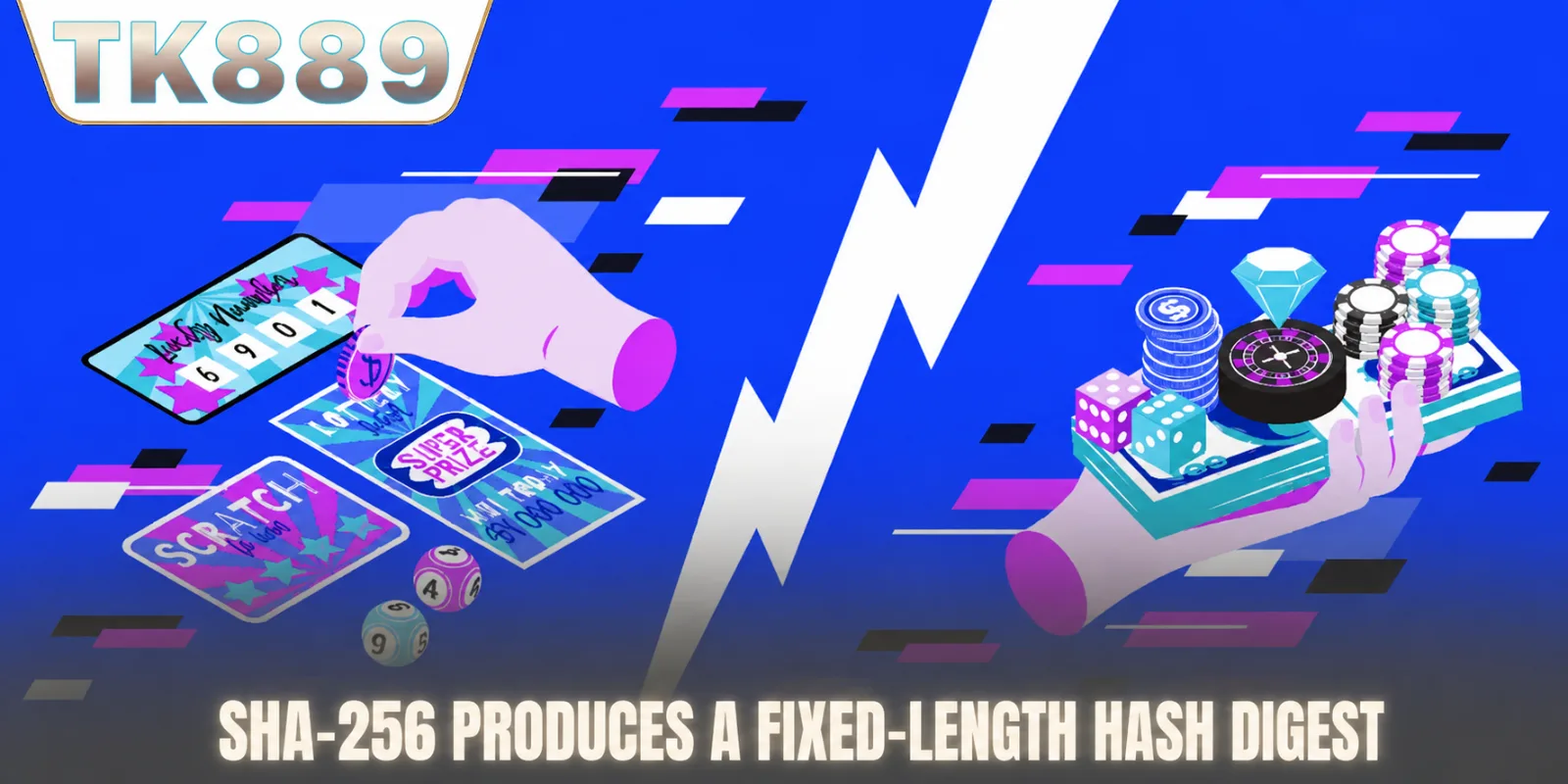 SHA-256 produces a fixed-length hash digest for TK889 rounds