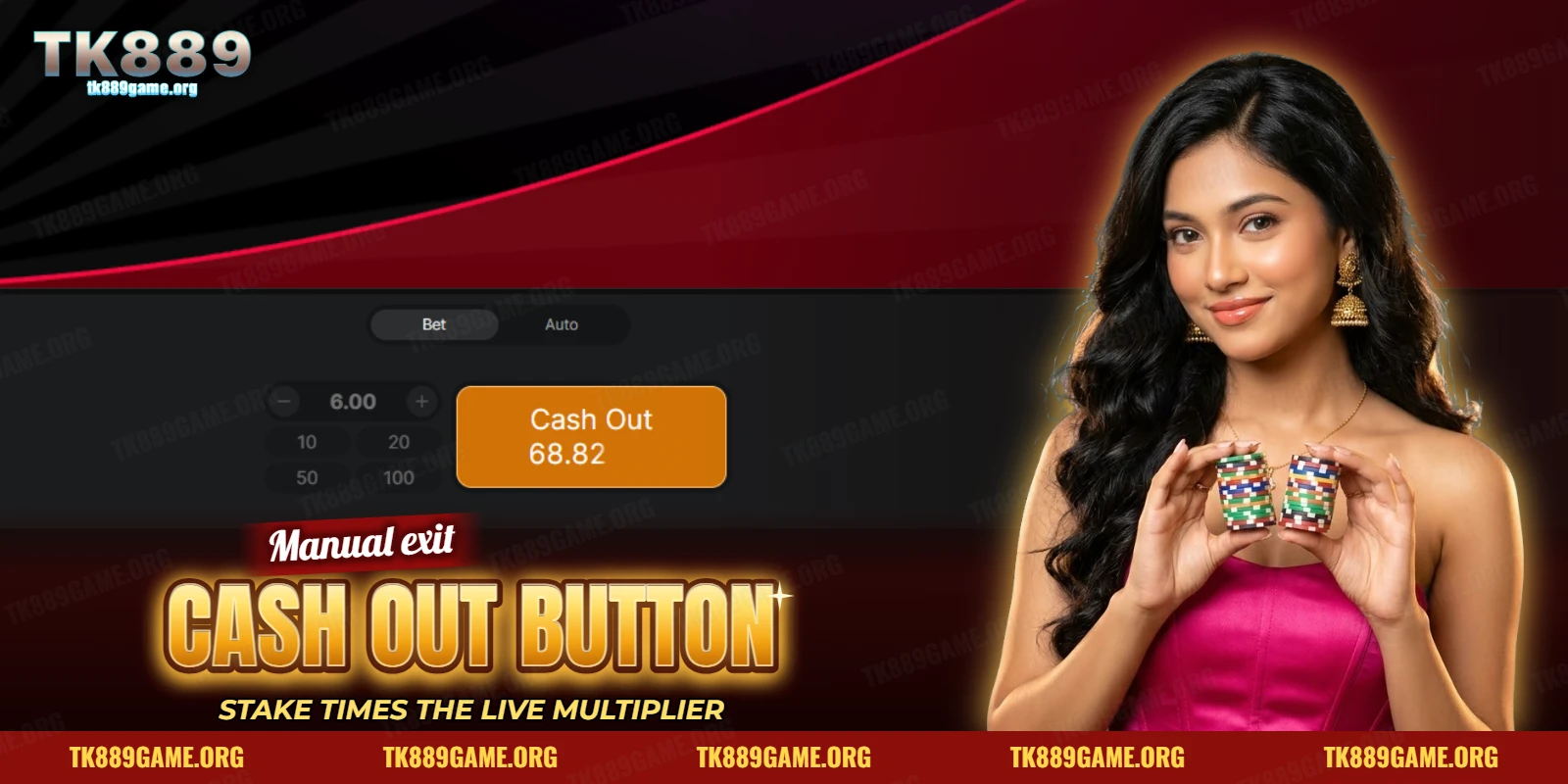 Orange Cash Out button beside a stake field on a crash game bet panel