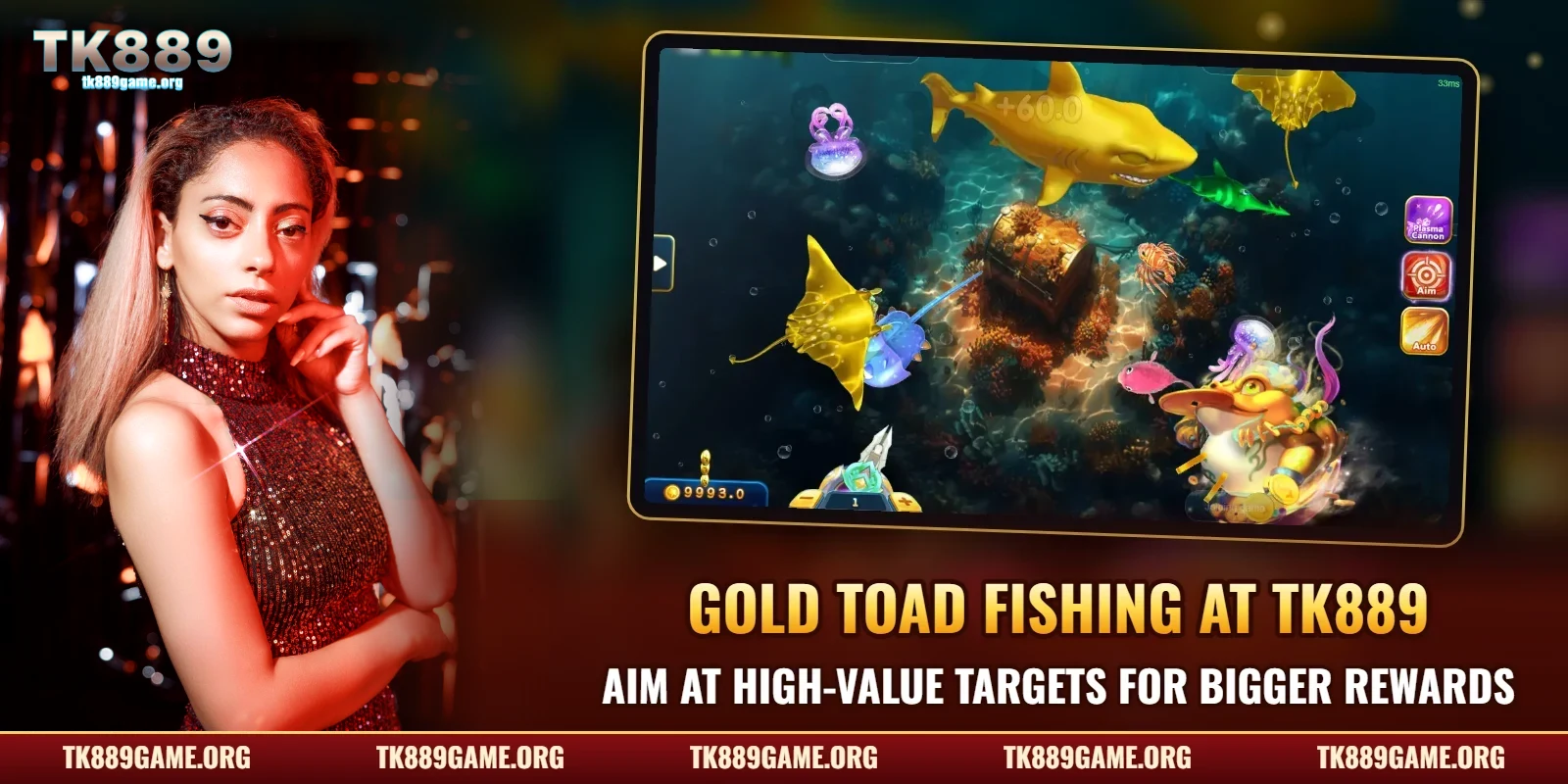 Gold Toad fishing at TK889 – shooting high-value sea targets on the game screen