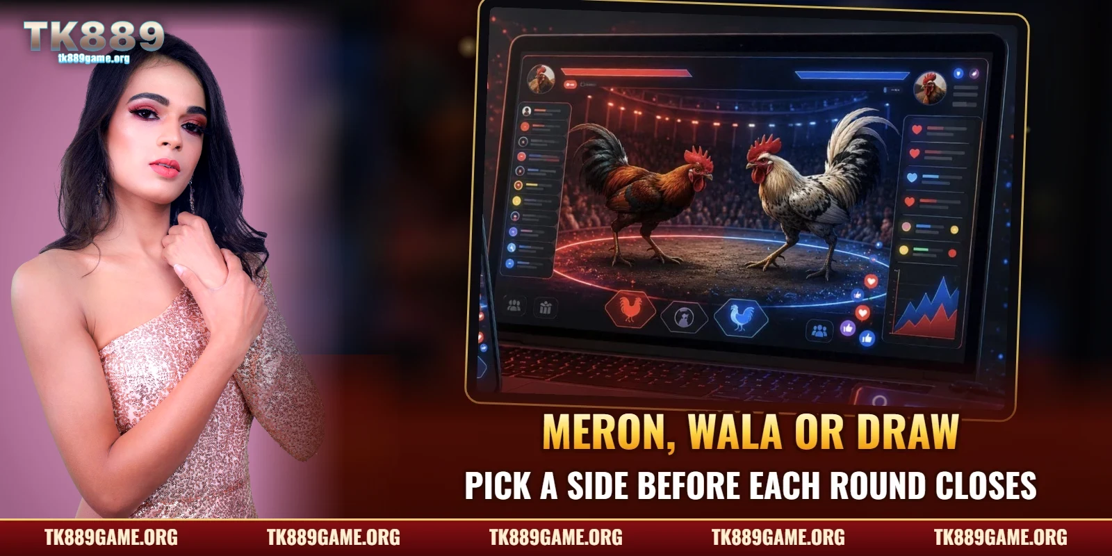 Meron, Wala and Draw bets on a cockfight betting screen at TK889