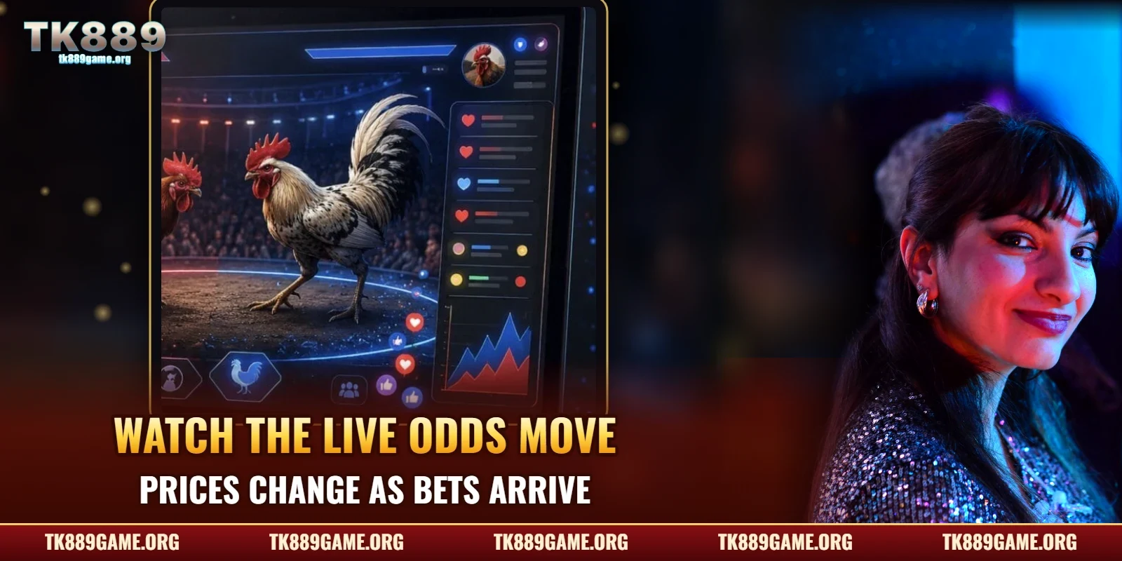 Watch the live Rooster Rumble odds move as bets arrive at TK889